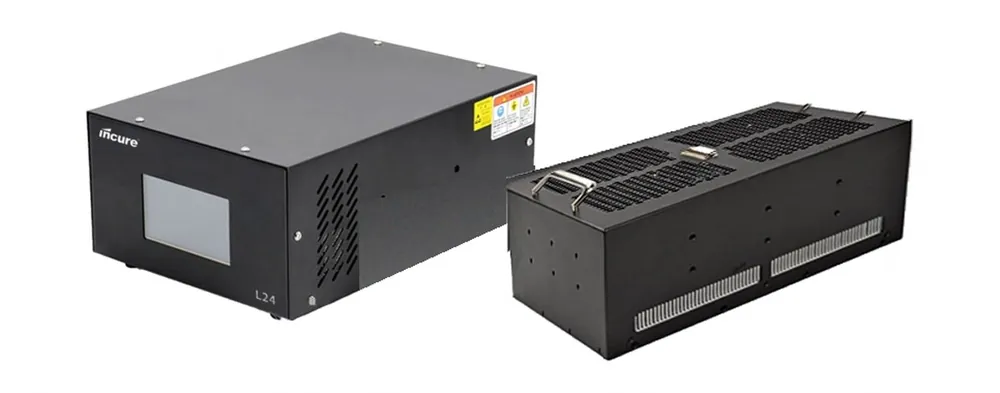 Incure L24™ UV LED flood lamp head with its controller